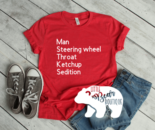Man Steering Wheel Throat Ketchup Sedition